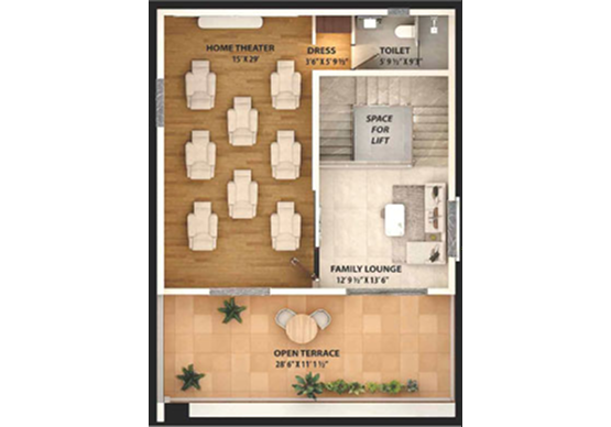 Second floor plan of a T17 villa at Nestcon Meluha, one of the luxury villas near Thumkunta