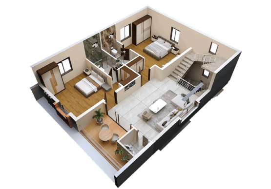 First floor plan of a T2 villa at Nestcon Meluha, one of the gated communities near Thumkunta