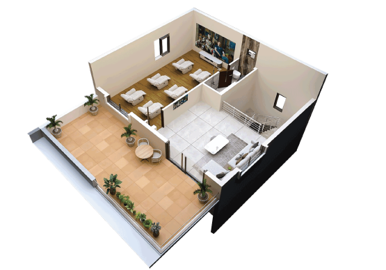 Second floor plan of a T2 villa at Nestcon Meluha, one of the gated communities near Thumkunta