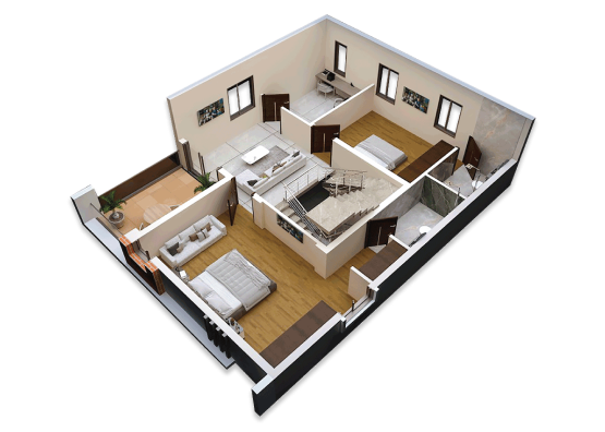 First floor plan of a T5 villa at Nestcon Meluha, one of the luxury gated communities in Shamirpet